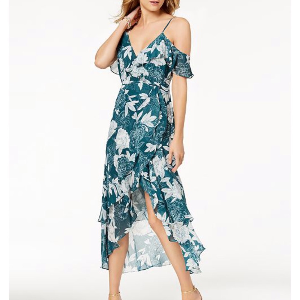 Bardot Floral Print Ruffled Midi Dress-Size 6